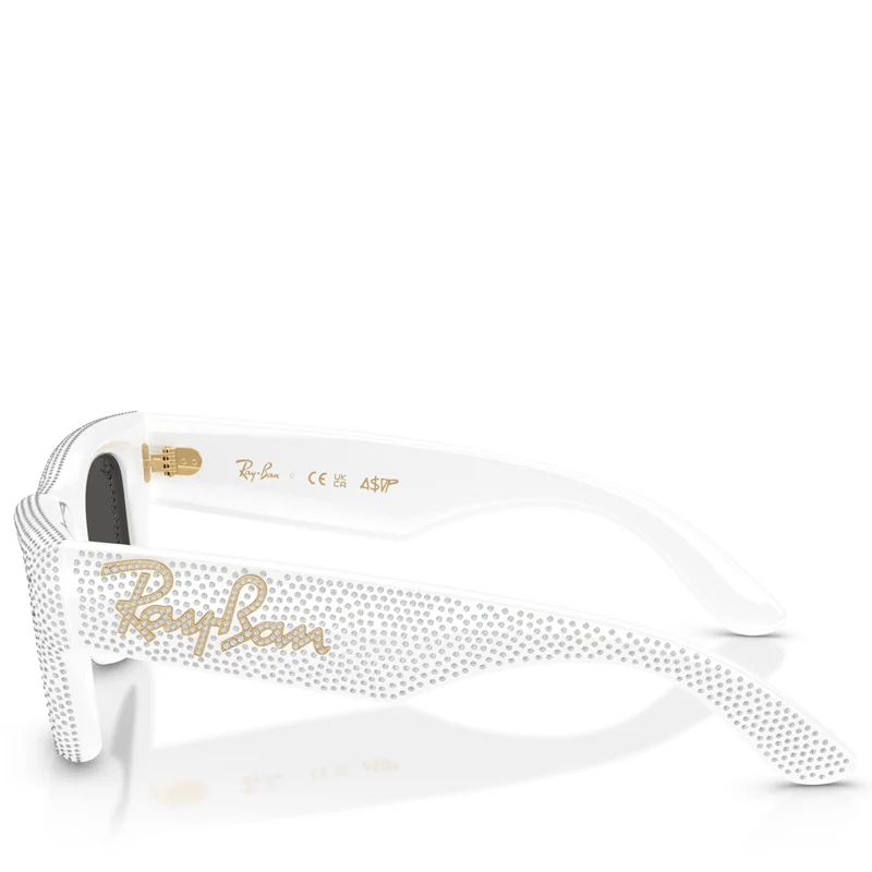 A$AP Rocky x Ray-Ban Wayfarer Puffer Crystal Pavé Edition - Polished White/Strass Pavé - Image 2