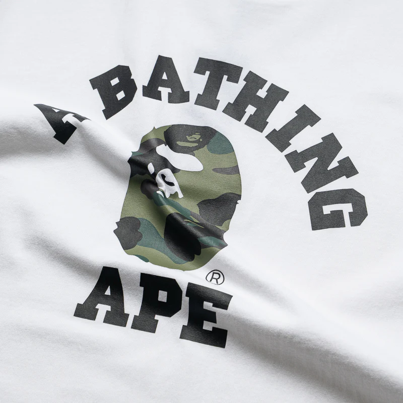 A Bathing Ape 1st Camo College Tee - White/Green - Image 3