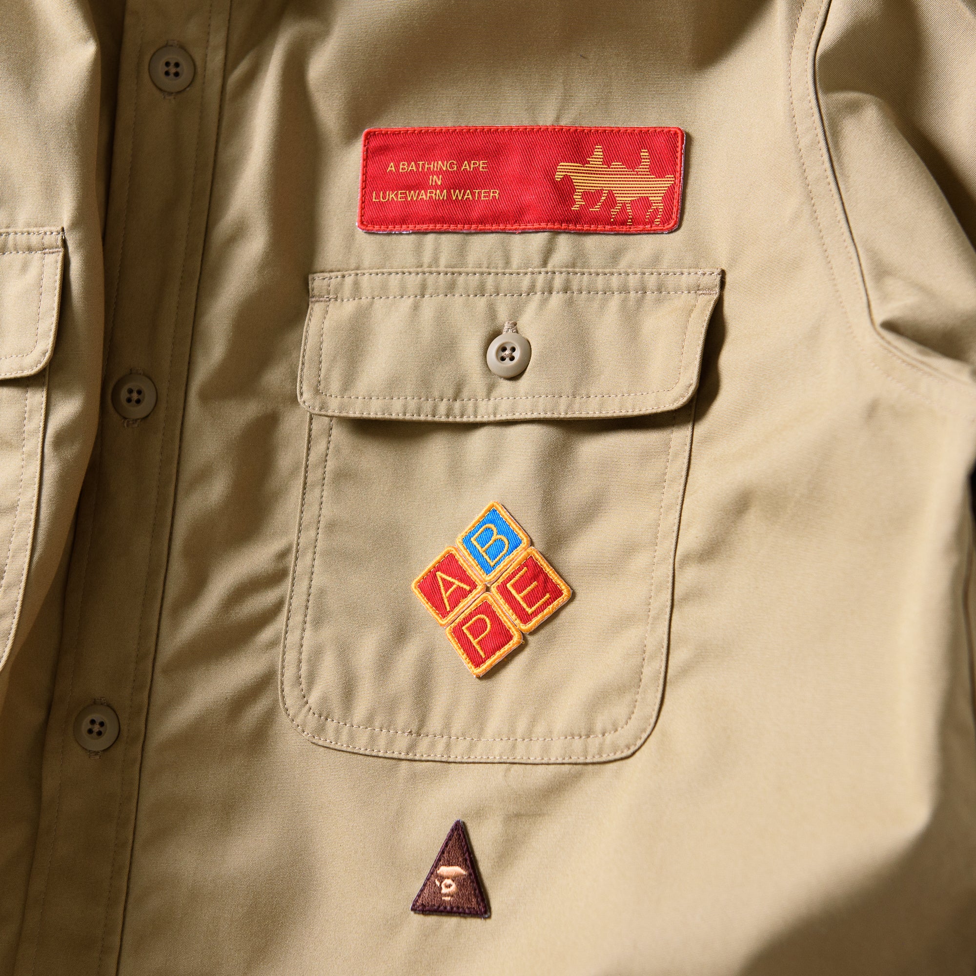 A Bathing Ape Bape Boyscout Relaxed Fit Shirt - Beige - Image 4