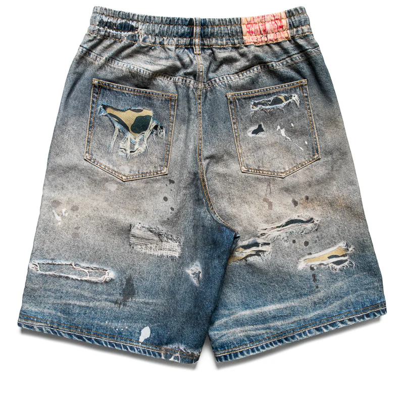 A Bathing Ape Bape Sta Fake Print Shorts - Light Indigo - Image 2