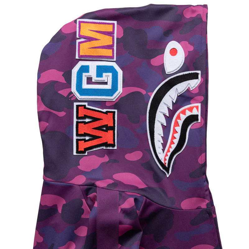 A Bathing Ape Color Camo Shark Hoodie Track Jacket - Purple - Image 4