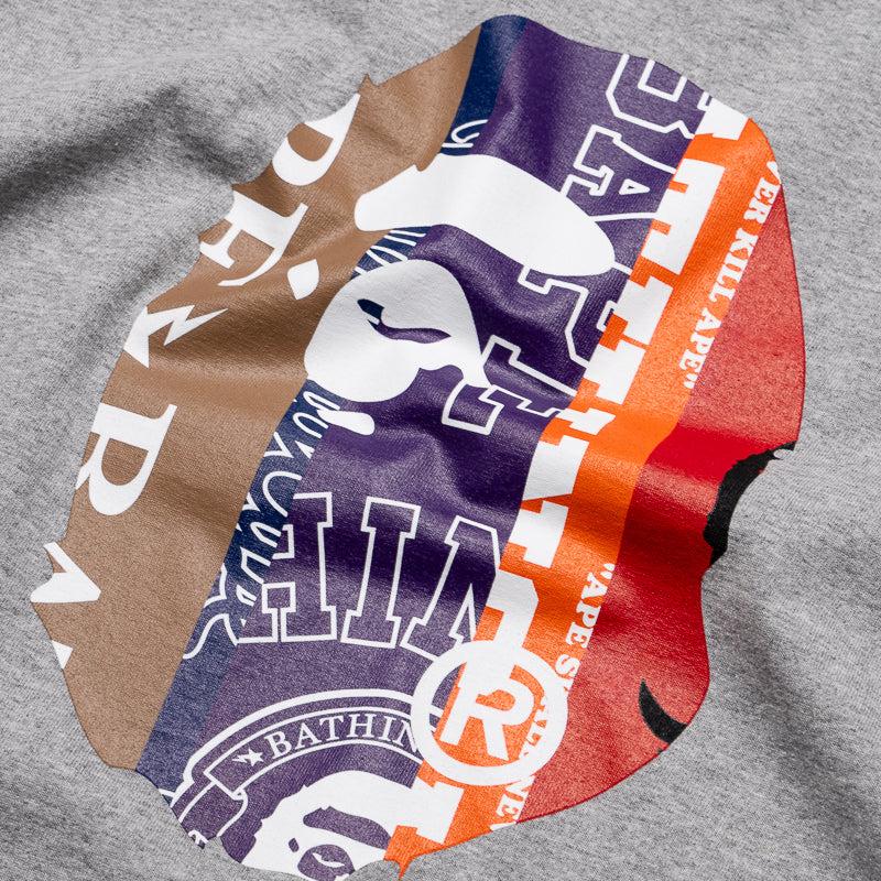 A Bathing Ape Fans Scarf Pattern Ape Head Tee - Grey - Image 3