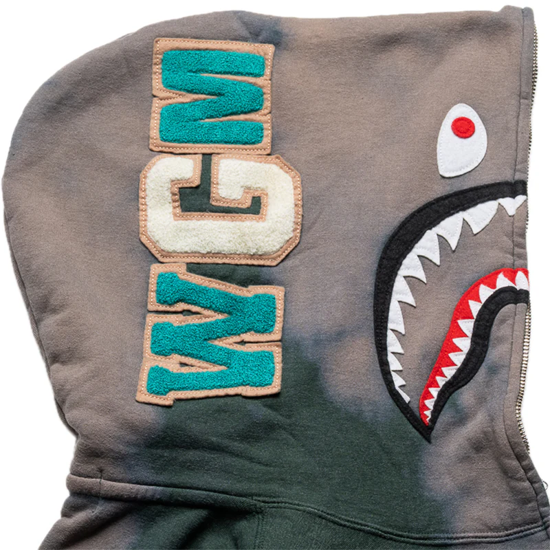 A Bathing Ape Hand Dye Shark Full Zip Hoodie - Green - Image 4