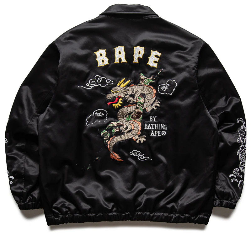 A Bathing Ape Satin Souvenir Jacket - Black - Image 2