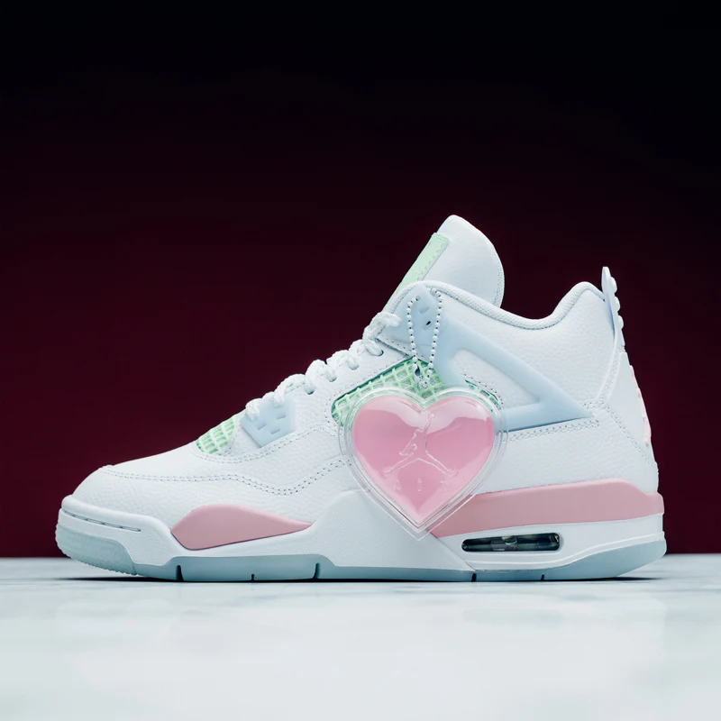 Air Jordan 4 Retro (GS) - White/Medium Soft Pink - Image 10