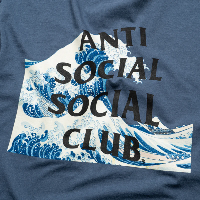 Anti Social Social Club Tonkatsu The Great Wave Tee - Indigo - Image 3