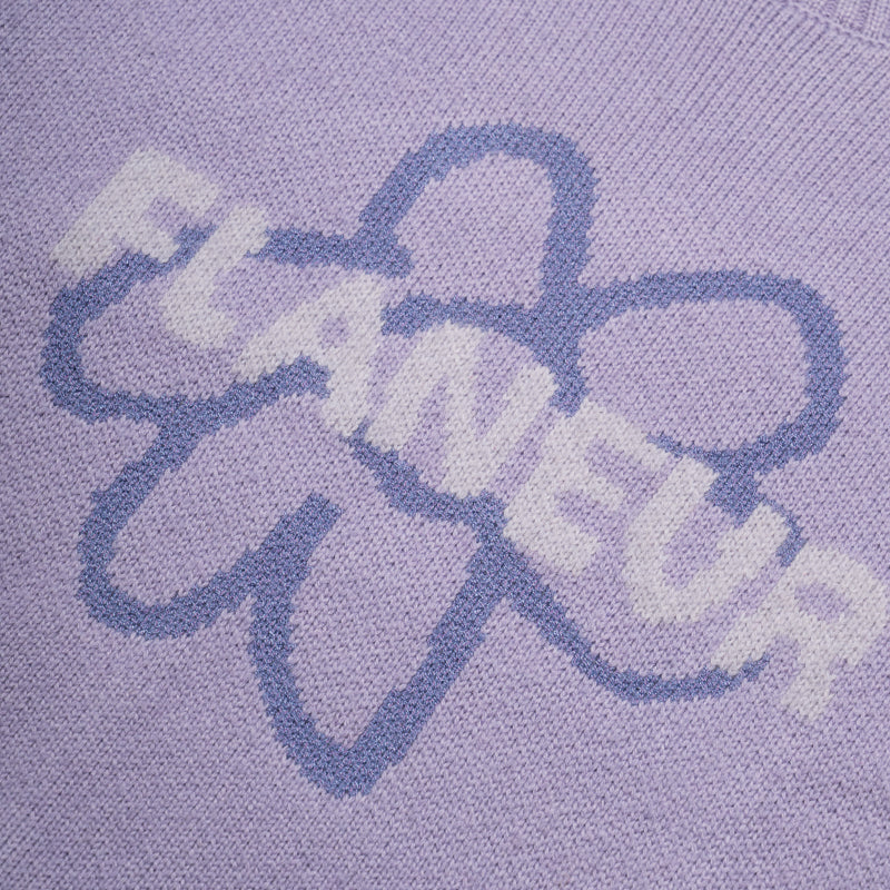 Flaneur Flower Doodle Jacquard Sweater - Purple - Image 4