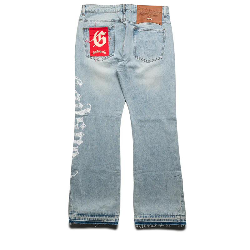 Godspeed New York OG Logo Flared Denim Printed - Blue - Image 2