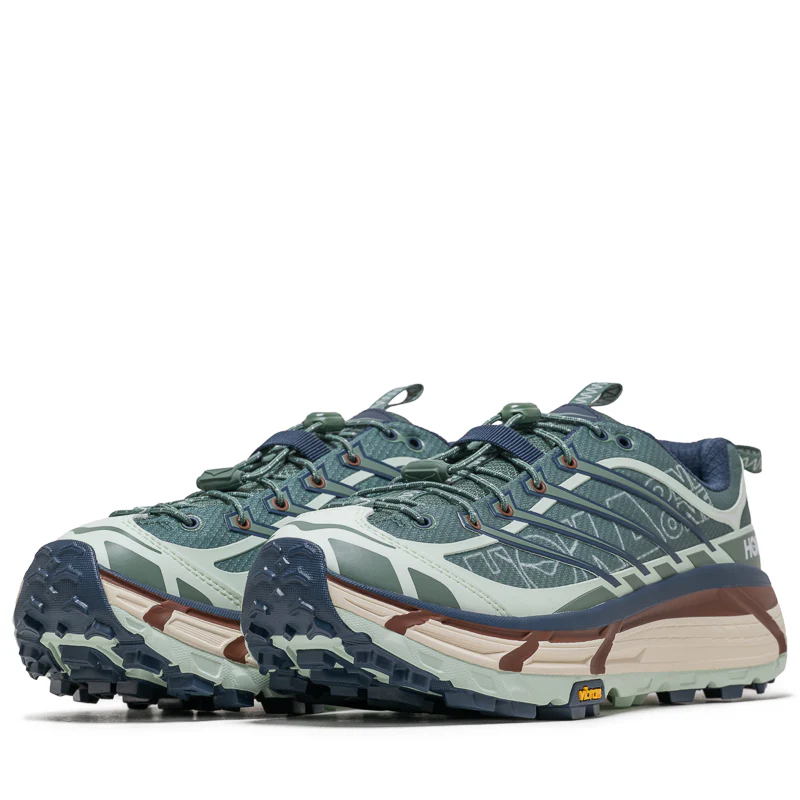Hoka Mafate Three2 Wordmark - Fern/Varsity Navy - Image 2