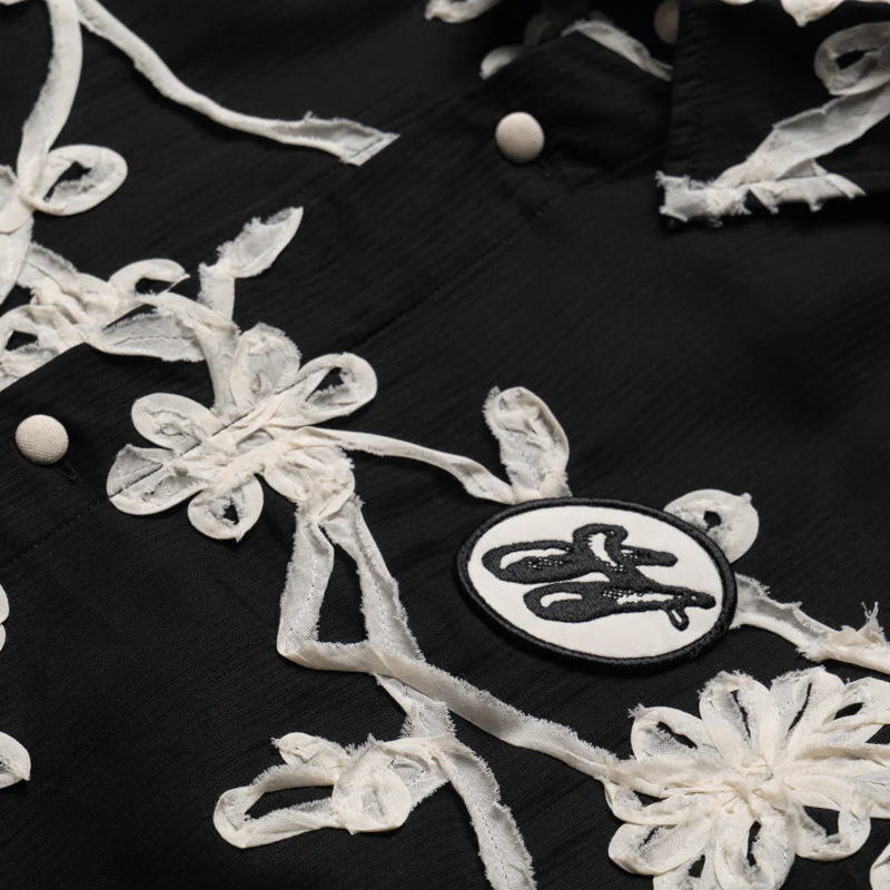 Honor The Gift Floral Ribbon Button Up - Black - Image 3
