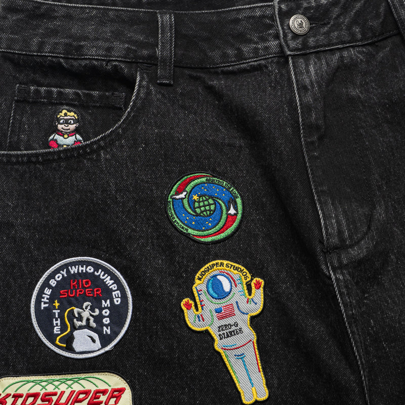 KidSuper Patches Denim Short - Black - Image 3