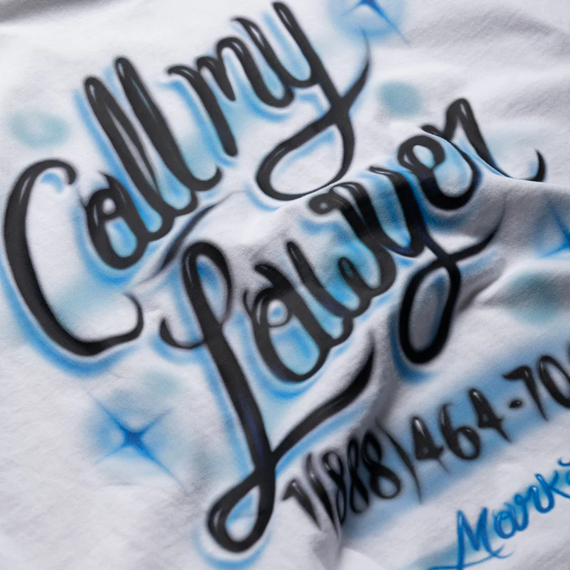 Market Airbrush Call My Lawyer Tee - White - Image 3
