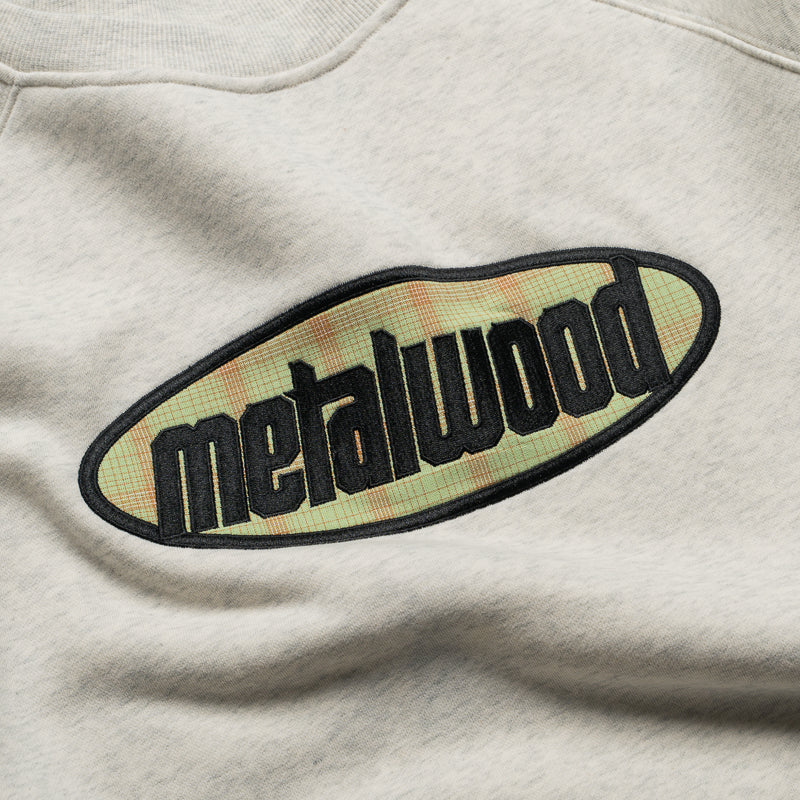 Metalwood Studio Plaid Oval Logo Raglan Crewneck - Heather Grey - Image 3
