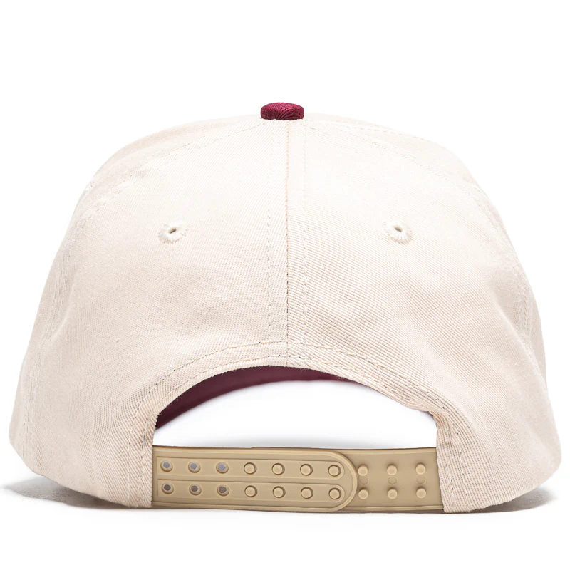Politics A-Frame Snapback Hat - Cream/Maroon - Image 3