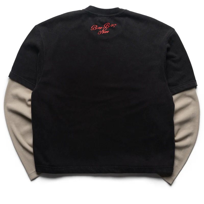 Politics Busy Being Nice Thermal Layered Tee - Black - Image 2