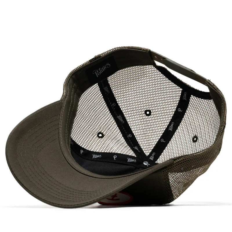 Politics Oval Trucker Hat - Olive - Image 5
