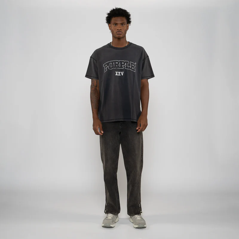 Purple Brand Arched Wordmark Tee - Black - Image 3