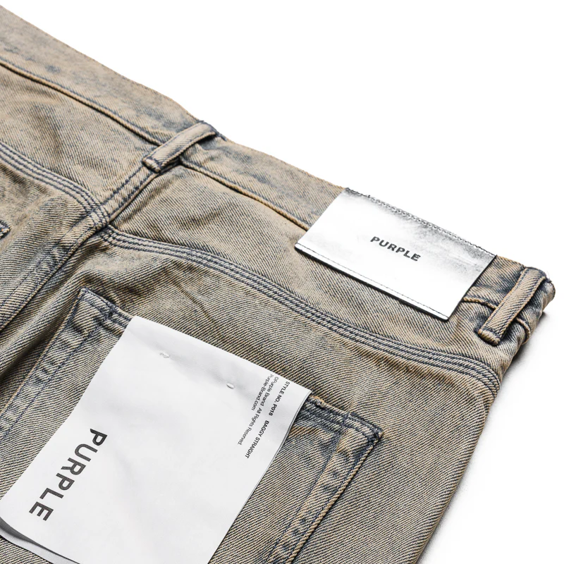 Purple Brand Mid Rise Baggy Leg Tinted Sequin Repair Jean - Light Indigo - Image 4