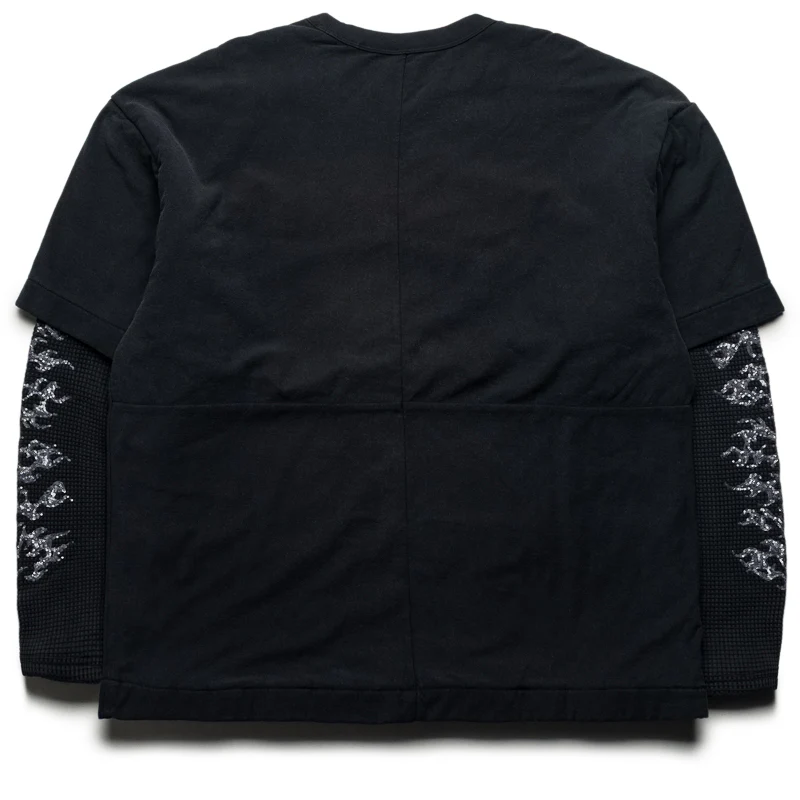 Purple Brand Sequin Flame L/S Tee - Black - Image 2
