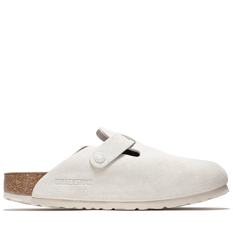 Women's Birkenstock Boston Soft Footbed Suede - Antique White - Image 3