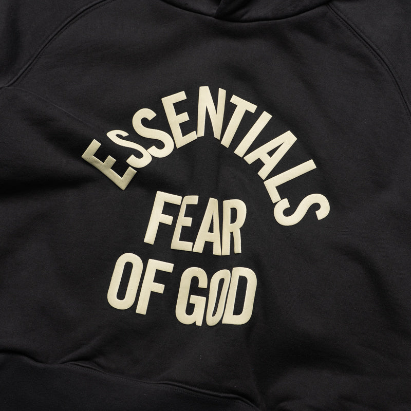 Women's Fear Of God Essentials Campus 90's Cropped Raglan Hoodie - Faded Black - Image 3