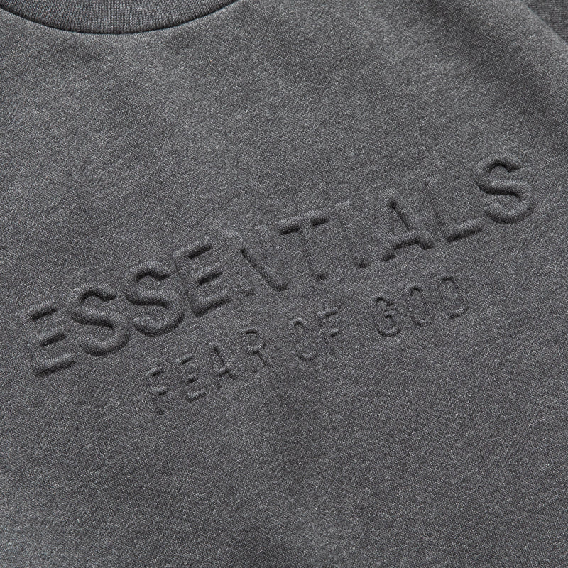 Women's Fear Of God Essentials Embossed 90's Raglan Crewneck Sweatshirt - Charcoal Heather - Image 3